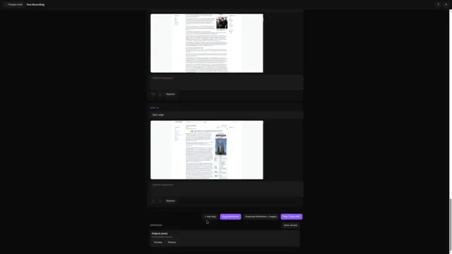 The same recording generated as a step-by-step document, every step with its own screenshot.